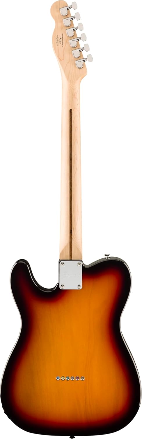 Guitarra Fender Squier Affinity Telecaster Thinline sunburst vista traseira com braço de madeira claro