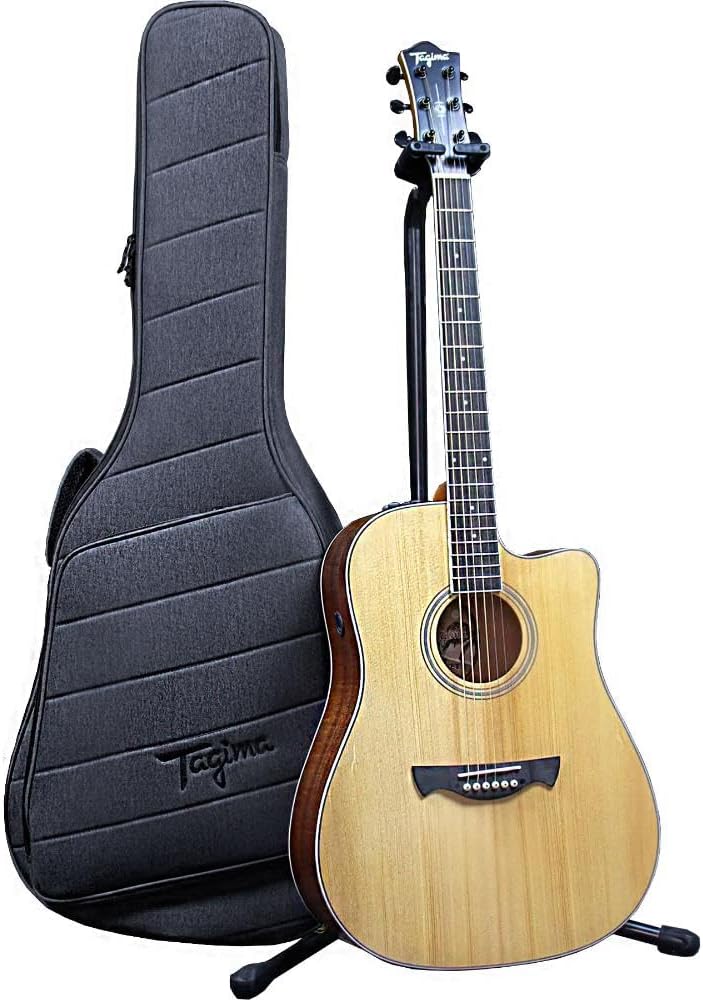 Violão folk Tagima Sapele Sunset com capa gig bag preta