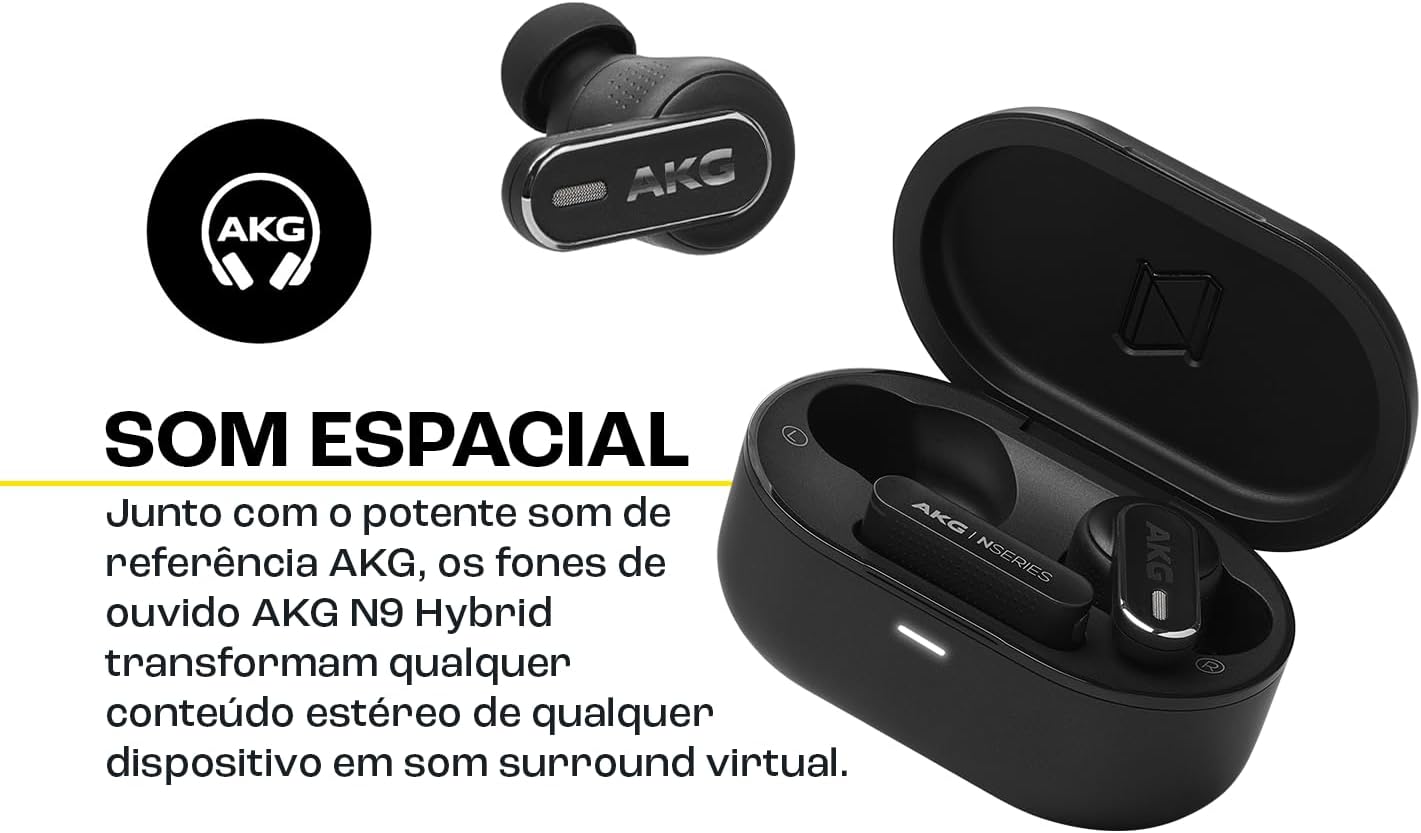 Fone de ouvido AKG N5 Hybrid com som espacial e som surround virtual