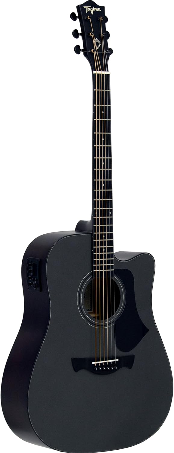 Violão Tagima Andes Folk Cutaway EQ preto fosco com tampo em Spruce e corte cutaway