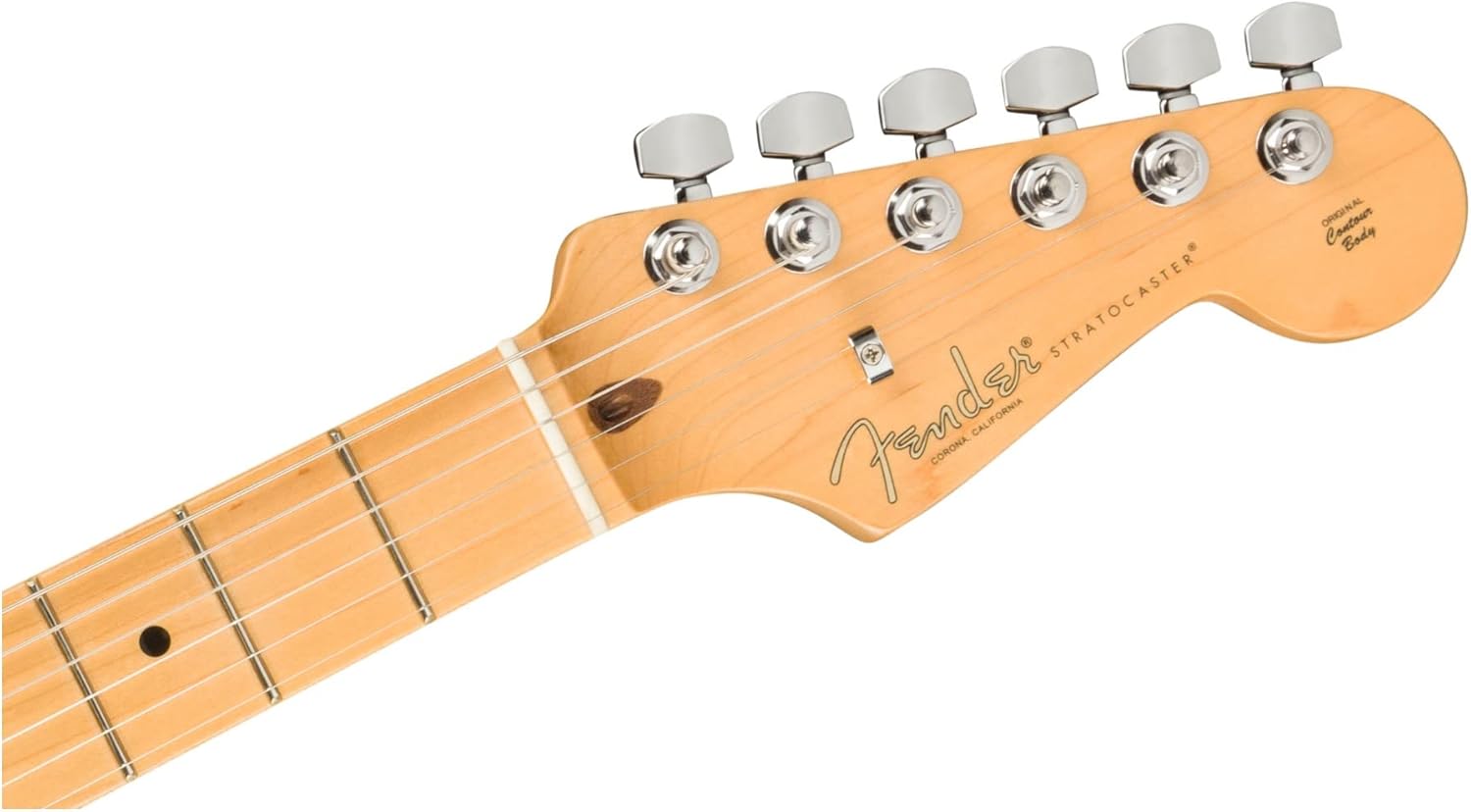 Headstock da guitarra Fender American Professional II Stratocaster com escala de bordo e tarraxas cromadas