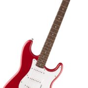 Guitarra elétrica Fender Squier Debut Series Stratocaster vermelha para iniciantes com braço em madeira clara