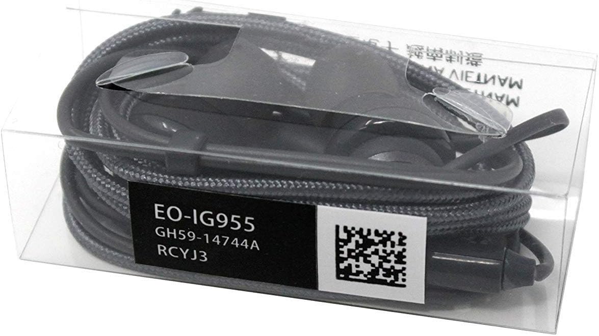 Embalagem transparente com fones de ouvido AKG EO-IG955 com cabo trançado preto.