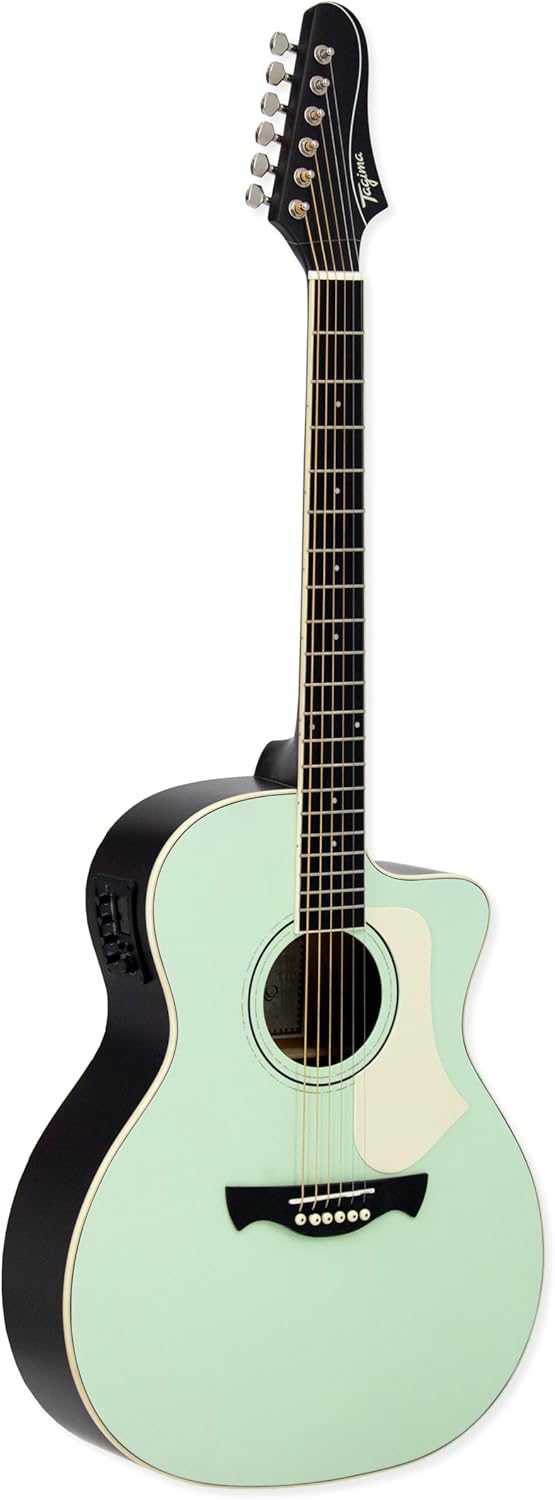 Violão Tagima Rio Negro Grand Auditorium Cutaway verde claro com laterais pretas e cordas de aço