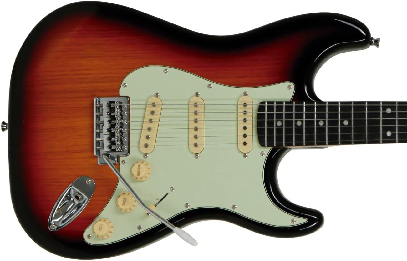 Corpo da guitarra elétrica Tagima TG 500 Sunburst com captadores SSS e ponte tremolo vintage