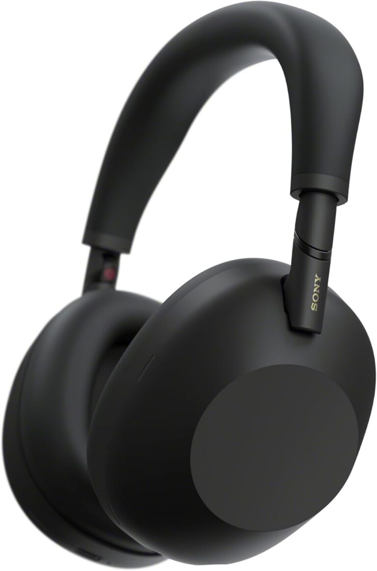 Fone de ouvido Sony WH-1000XM6 preto vista lateral direita com almofadas grandes.