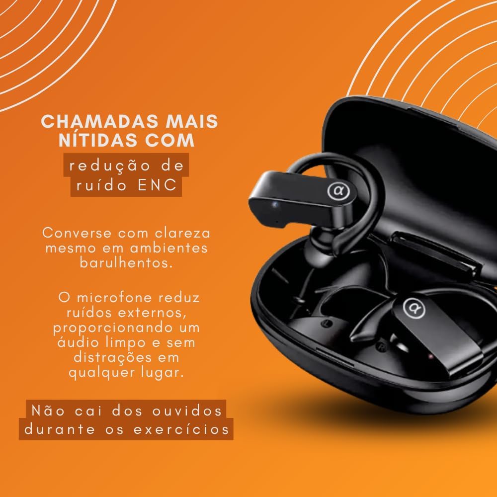 Fones Bluetooth com redução de ruído para chamadas claras e estáveis durante exercícios