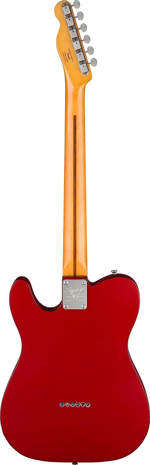 Parte traseira da guitarra elétrica Fender Squier Telecaster vintage 40º aniversário Dakota Red maple fingerboard