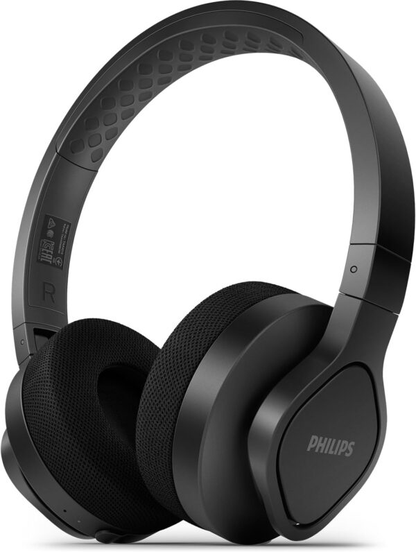Fone de ouvido Philips TAA4216BK/00 preto com almofadas confortáveis e design esportivo