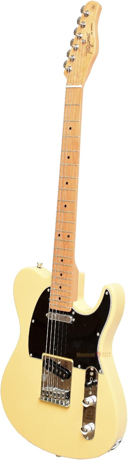 Guitarra elétrica Tagima TW-55 Butterscotch com corpo amarelo, braço de madeira clara e pickguard preto