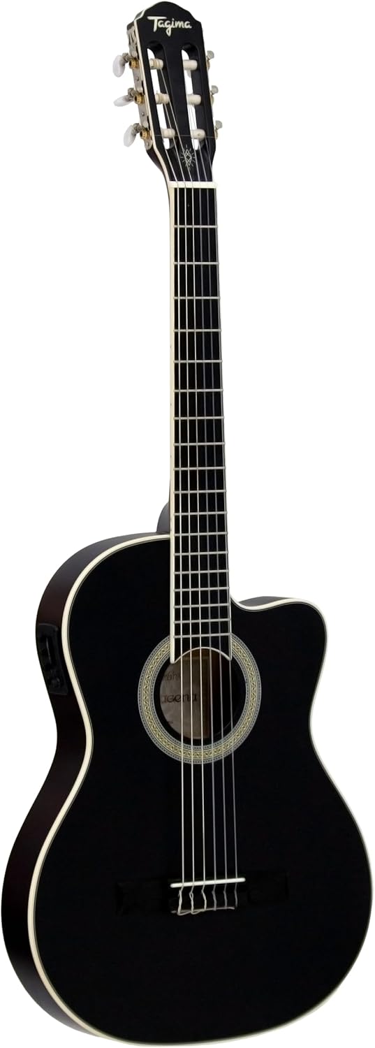 Violão clássico preto Tagima com cutaway e cordas de nylon