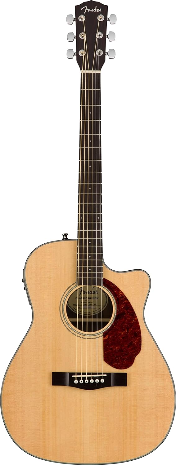 Guitarra acústica Fender CC-140SCE Concert com corpo claro, tampo claro e captador embutido.