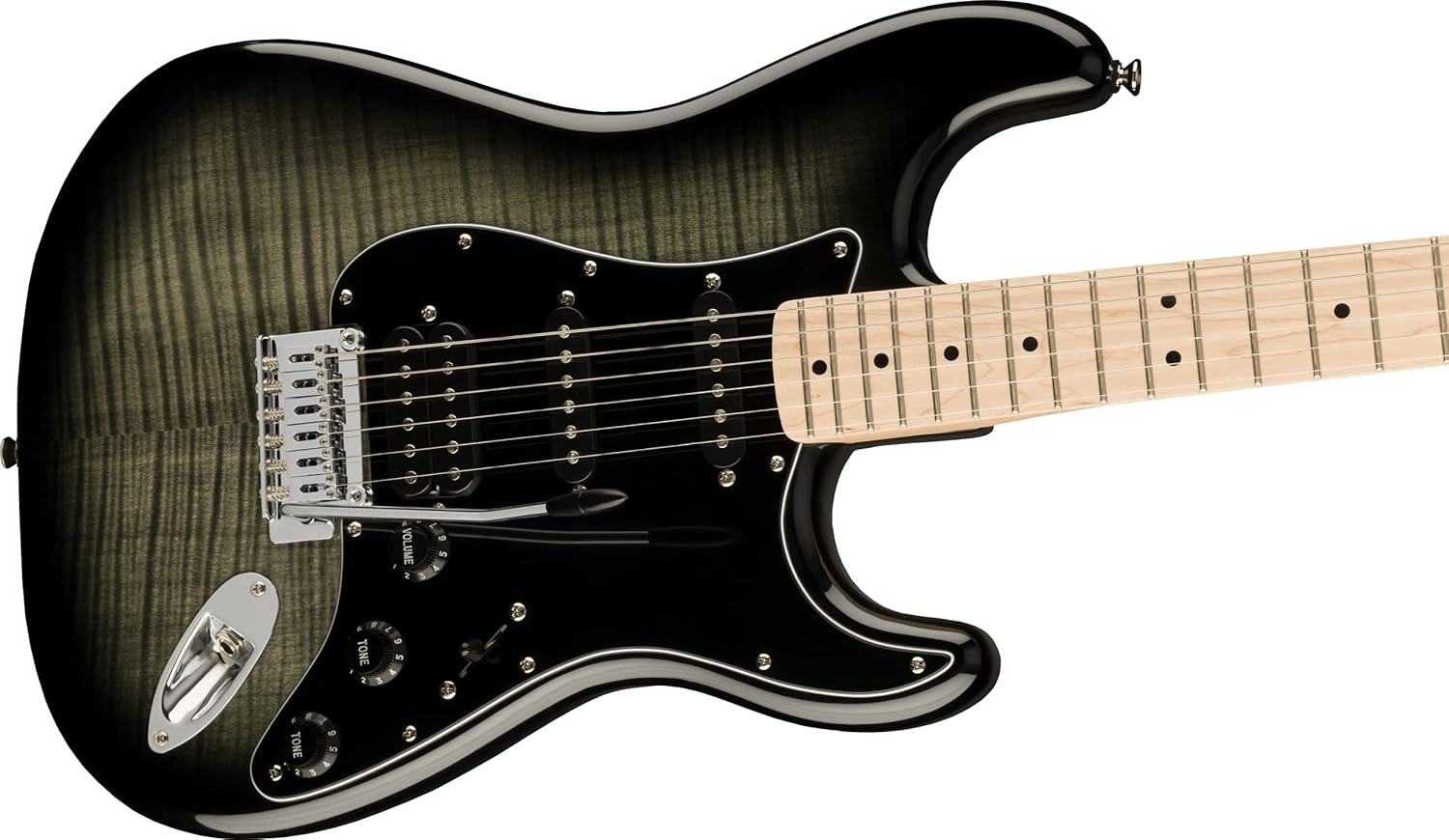 Guitarra elétrica Fender Squier Affinity Stratocaster Black Burst com escala maple vista parcial