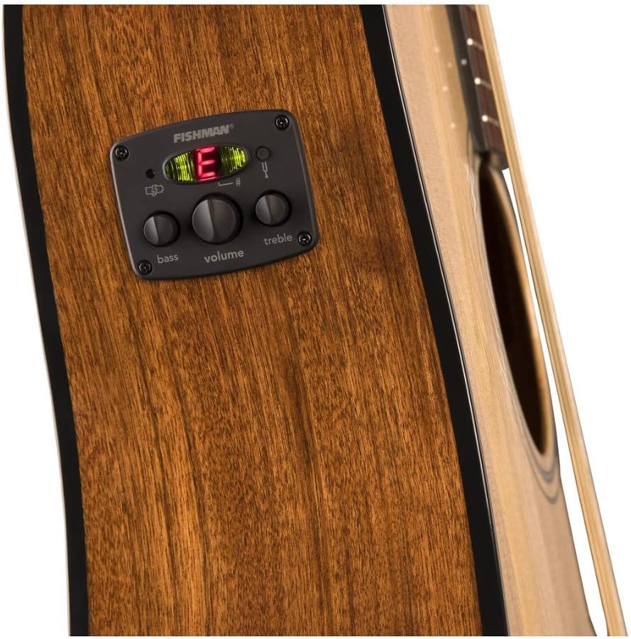 Captador Fishman com botões de controle embutido no violão Fender CD-140SCE