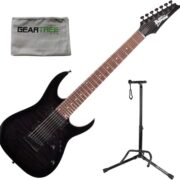 Guitarra Ibanez 7 cordas GRG7221 GIO preta fosca com estojo Gear Tree e suporte para guitarra