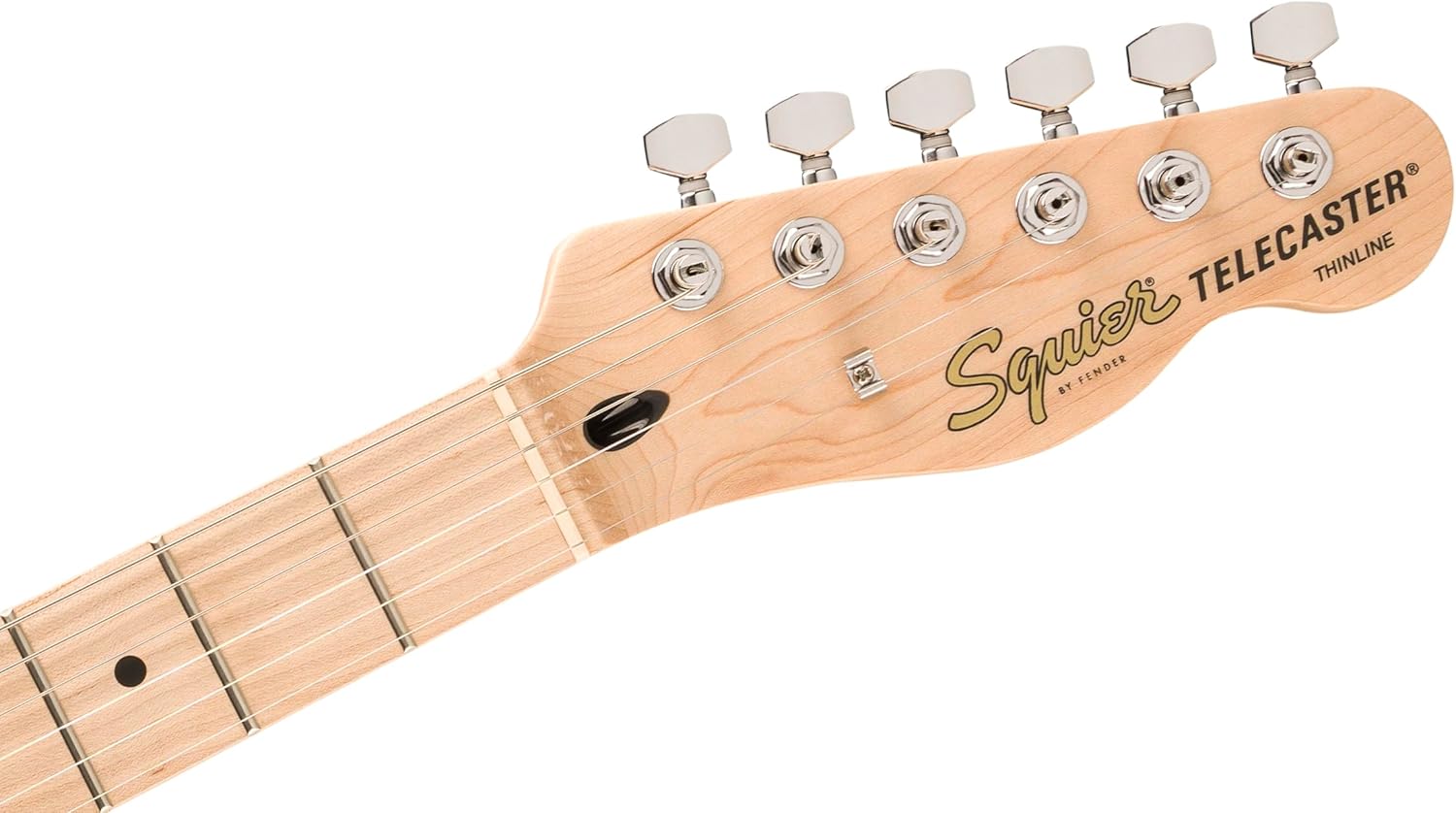 Cabeça do braço da guitarra Fender Squier Affinity Telecaster Thinline madeira clara com logo Squier