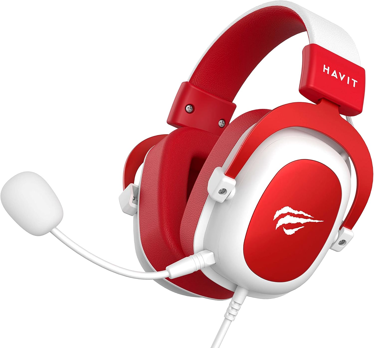 Fone de ouvido gamer Havit H2002d vermelho com microfone flexível e cabo 3,5mm