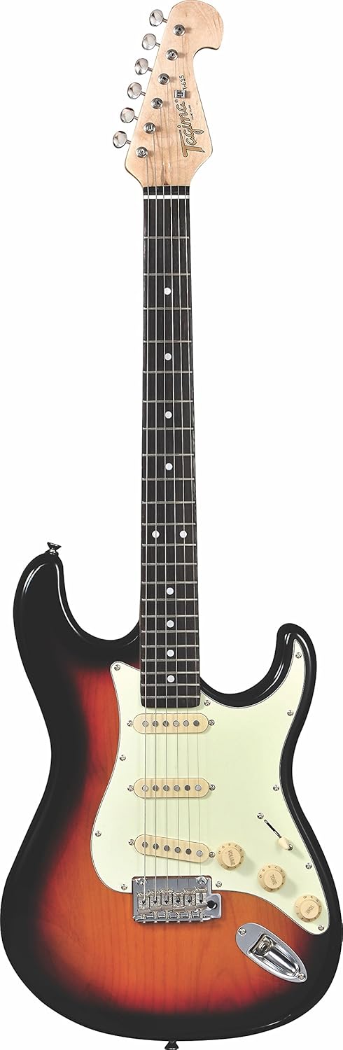 Guitarra elétrica Tagima Strato T-635 sunburst com escala escura e corpo clássico estilo Stratocaster.