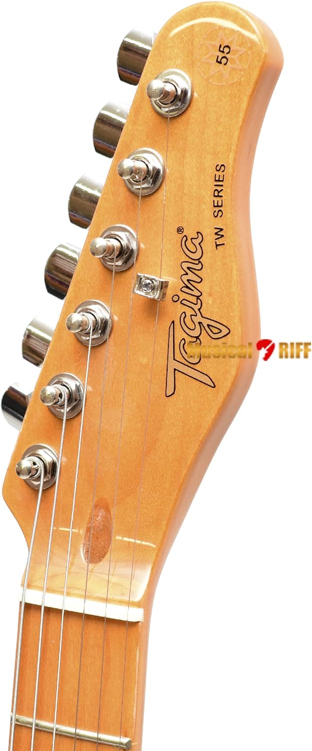 Cabeça do braço da guitarra Tagima TW Series TW-55 Butterscotch com logo e tarraxas cromadas