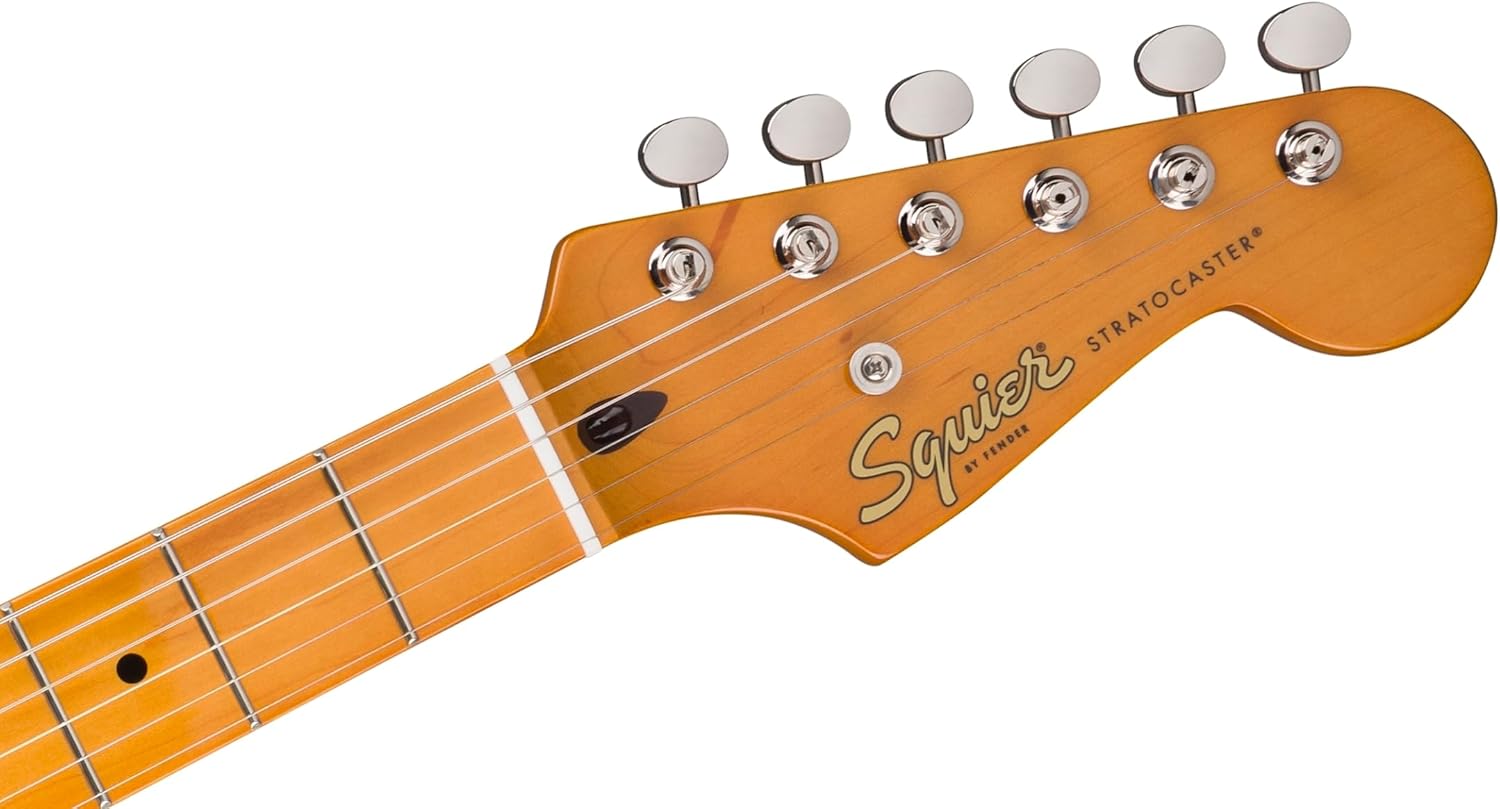 Cabeça da guitarra Classic Vibe '50s Stratocaster com logo Squier e tarraxas cromadas