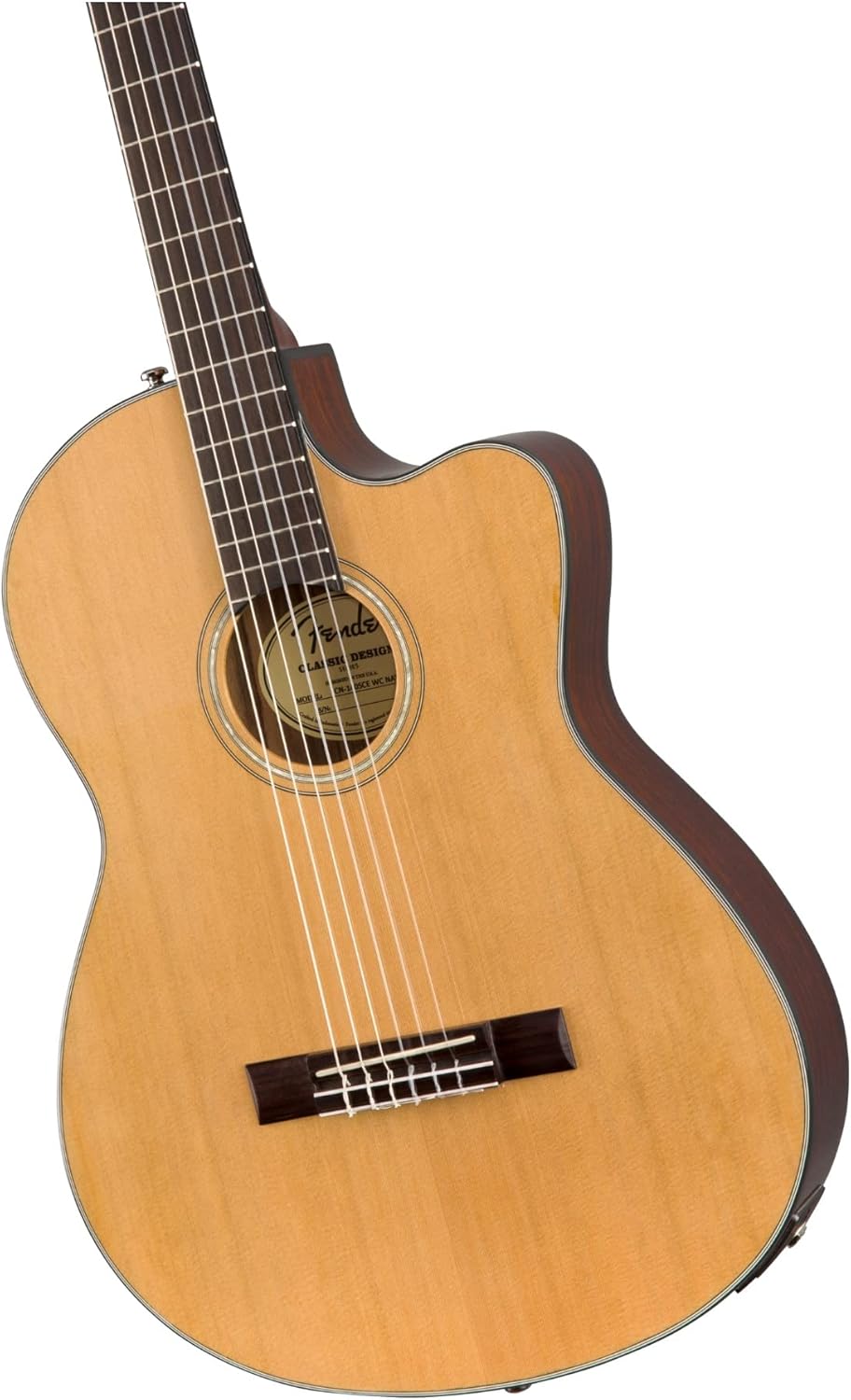 Violão Fender CN-140SCE Concerto Cutaway com topo de cedro sólido em acabamento natural visto de frente