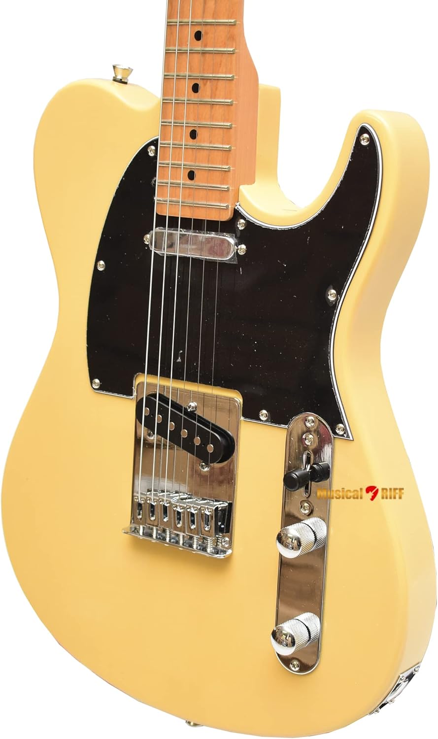 Close corpo guitarra elétrica Tagima TW-55 Butterscotch com pickguard preto e controles cromados