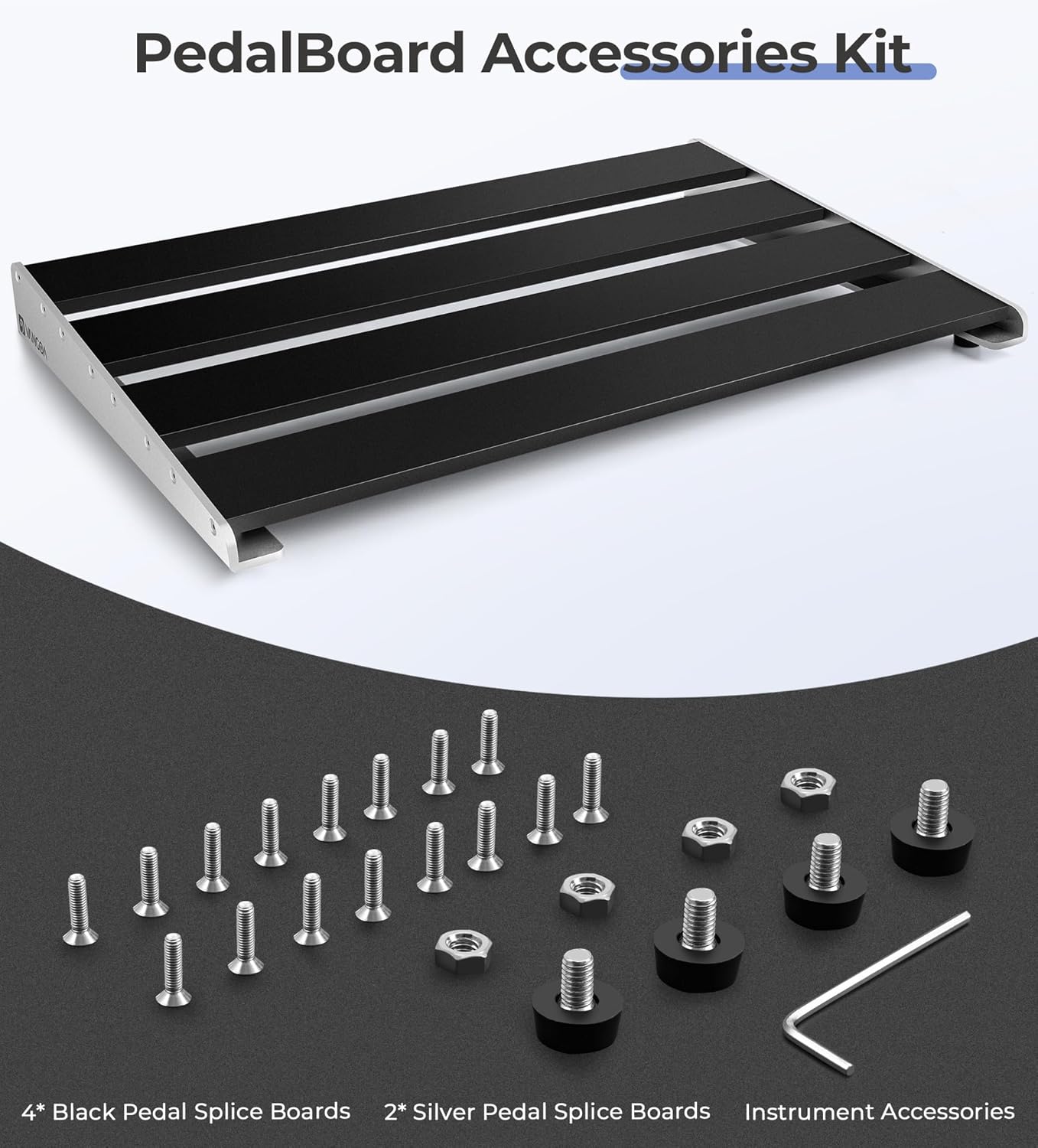 Kit de acessórios para pedaleira Vangoa com placas, parafusos, porcas e chave Allen